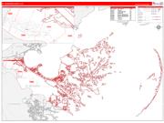 St. BernardParish (County), LA Wall Map Zip Code Red Line Style 2023